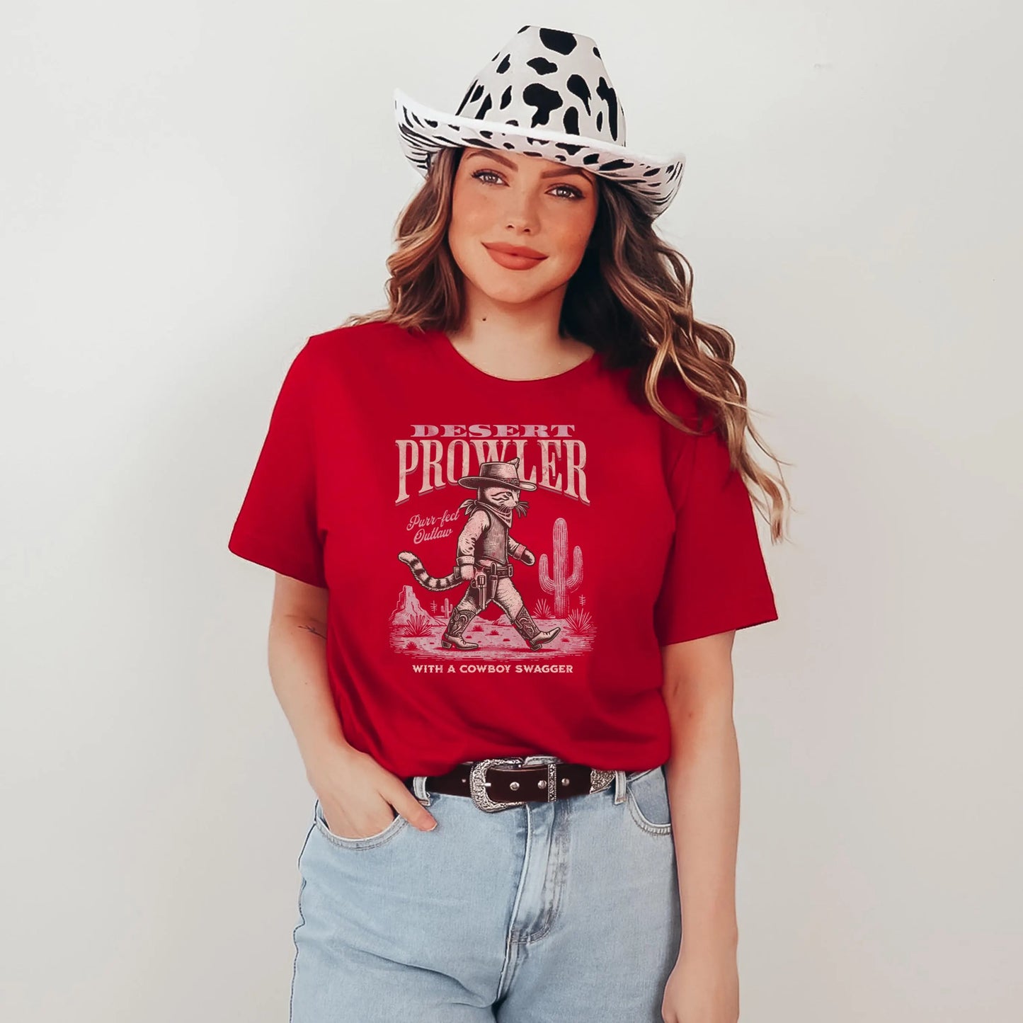 Vintage Western Cowboy Cat T-shirt